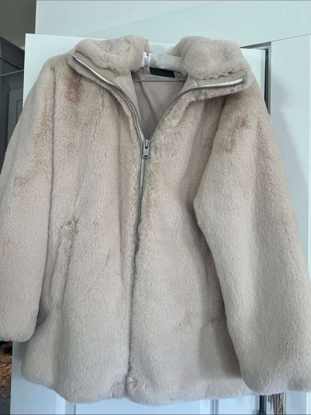 Plush Cream Teddy Jacket with Zip Collar